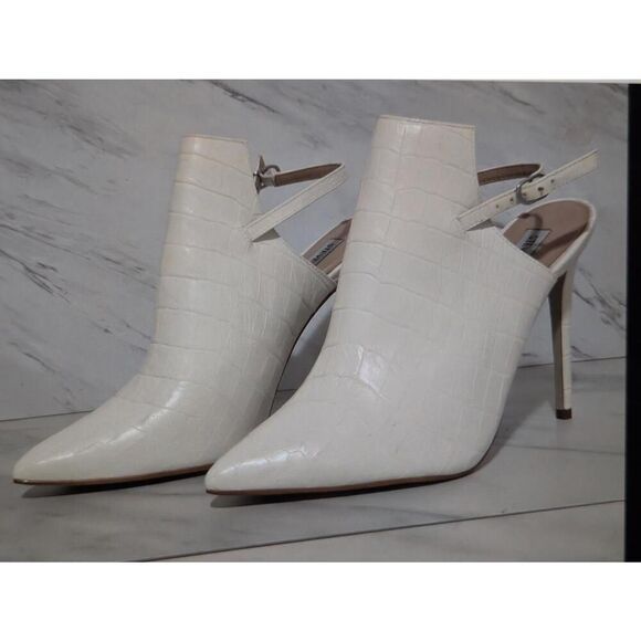 Steve Madden White Crocodile Print Slingback Heels 9.5 - Picture 4 of 8